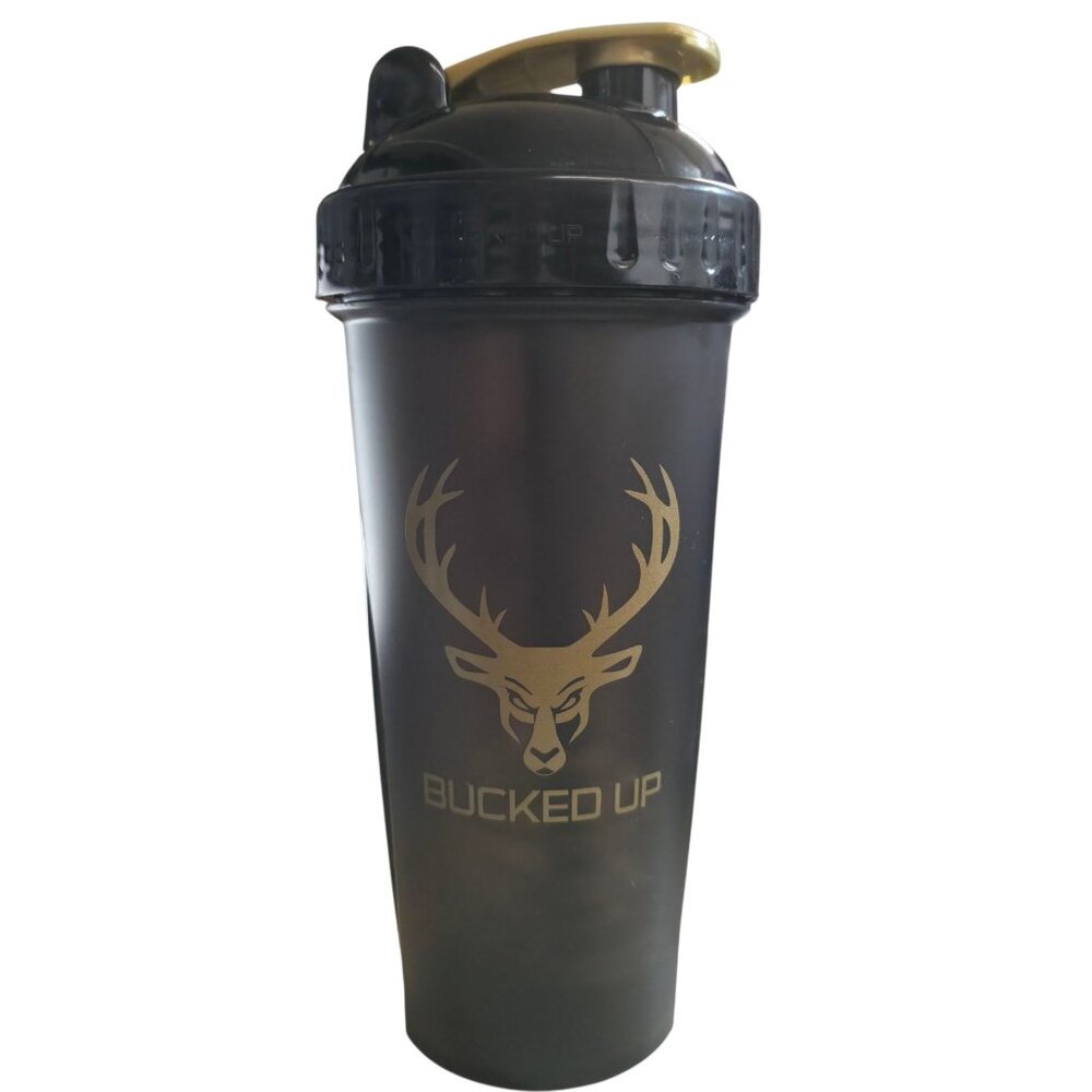 Bucked Up Perfect Shaker Cup LFG Black and Gold Deer BPA FREE 28oz